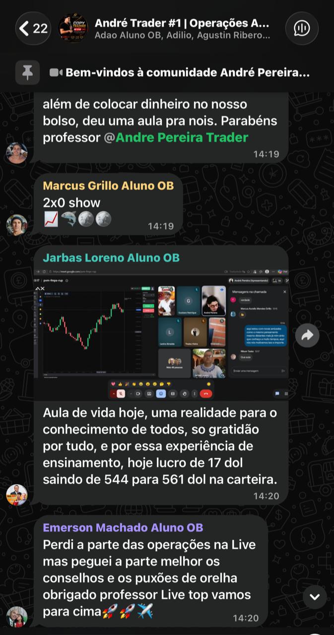 Depoimento de aluno da comunidade 1